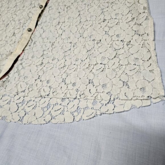 Aratta Silent Journey Button Up Lace Top Blouse Shirt Women Size M Ombre Cotton - Picture 13 of 16